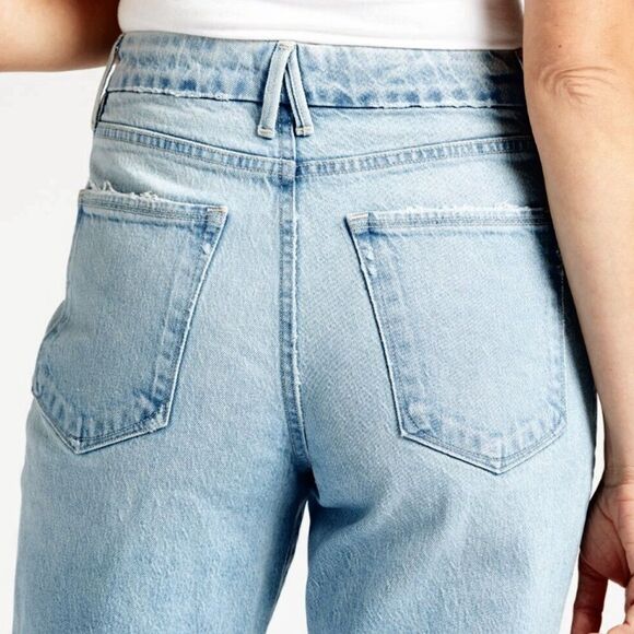 NEW Good American Jeans Good Classic Straight Distressed Light Blue636 Size 28 - Picture 8 of 13